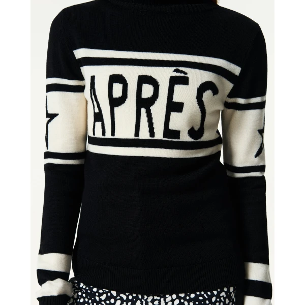 Perfect Moment Apres Schild Merino Wool Sweater in White & Black, view 3 | Sweaters | Luxury Shoes 