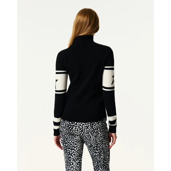 Perfect Moment Apres Schild Merino Wool Sweater in White & Black, view 4 | Sweaters | Luxury Shoes 