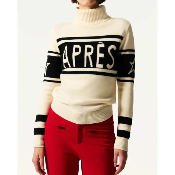 Perfect Moment Apres Schild Merino Wool Sweater in White, view 3 | Sweaters | Luxury Shoes 