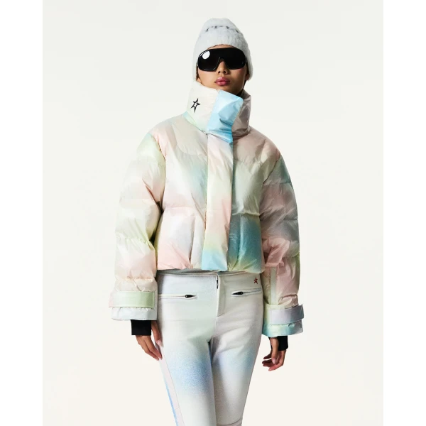 Perfect Moment Astralis Down Ski Jacket in Pastel Rainbow, view 3 | Jackets | Luxury Shoes 