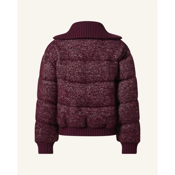 Perfect Moment Boucle Wool Bomber Down Jacket in Burgundy, view 6 | Jackets | Luxury Shoes 