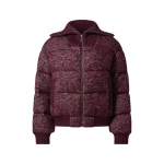 Perfect Moment Boucle Wool Bomber Down Jacket in Burgundy | Jackets | Luxury Shoes 