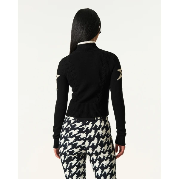 Perfect Moment Cable Merino Wool Sweater in Black, view 4 | Sweaters | Luxury Shoes 