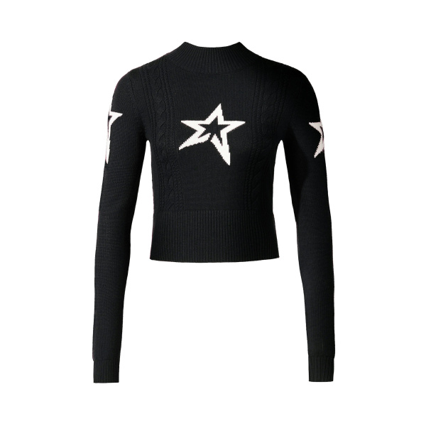 Perfect Moment Cable Merino Wool Sweater in Black | Sweaters | Luxury Shoes 