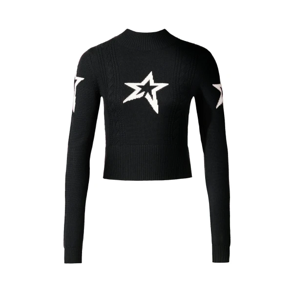 Perfect Moment Cable Merino Wool Sweater in Black | Sweaters | Luxury Shoes 