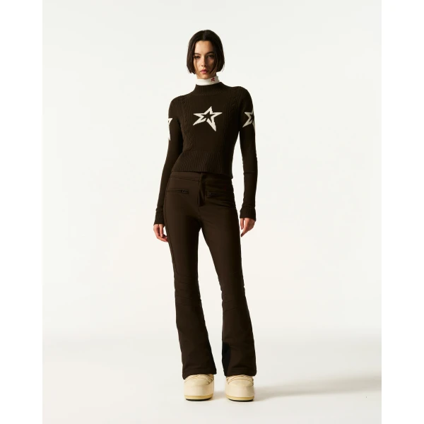 Perfect Moment Cable Merino Wool Sweater in Brown, view 2 | Sweaters | Luxury Shoes 