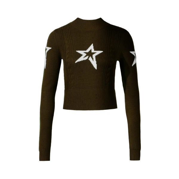 Perfect Moment Cable Merino Wool Sweater in Brown | Sweaters | Luxury Shoes 