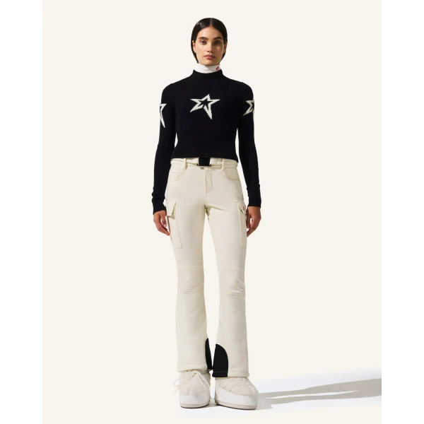 Perfect Moment Cable Merino Wool Sweater in Navy, view 2 | Sweaters | Luxury Shoes 