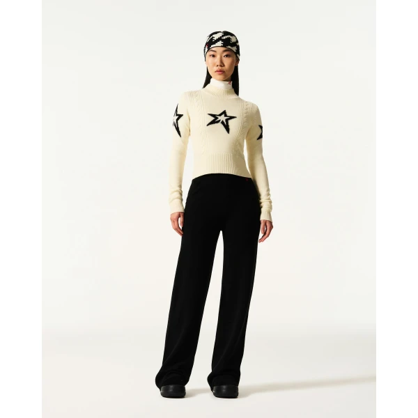 Perfect Moment Cable Merino Wool Sweater in White, view 2 | Sweaters | Luxury Shoes 