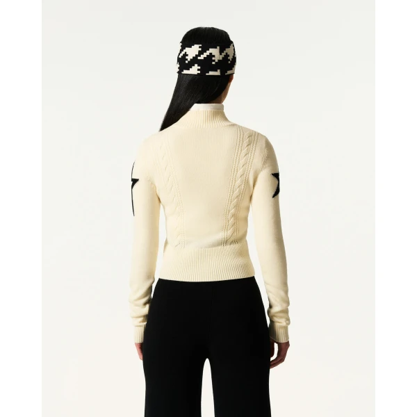 Perfect Moment Cable Merino Wool Sweater in White, view 5 | Sweaters | Luxury Shoes 