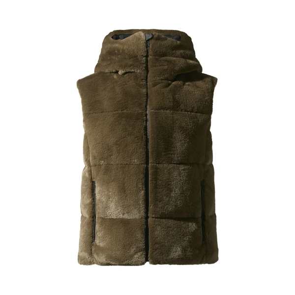Perfect Moment Celia Faux Fur Down Gilet in Brown | Vests | Luxury Shoes 
