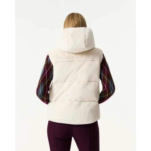 Perfect Moment Celia Faux Fur Down Gilet in Snow White, view 4 | Vests | Luxury Shoes 