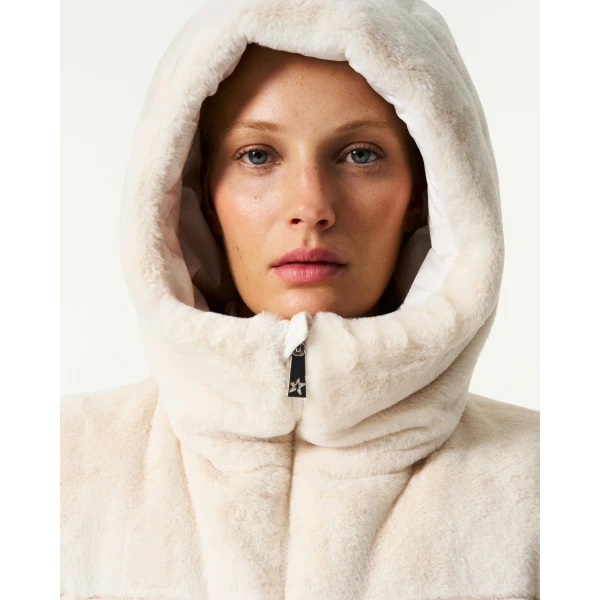 Perfect Moment Celia Faux Fur Down Gilet in Snow White, view 6 | Vests | Luxury Shoes 