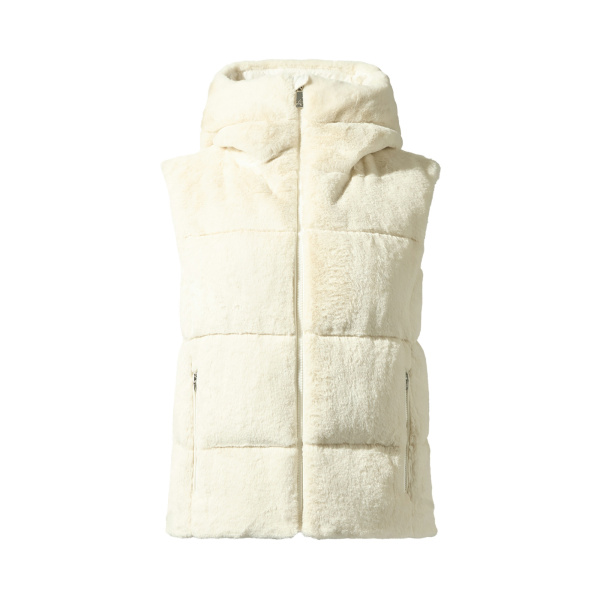 Perfect Moment Celia Faux Fur Down Gilet in Snow White | Vests | Luxury Shoes 