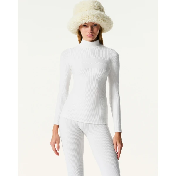 Perfect Moment Chalet Base Layer Top in Snow White, view 3 | Long Sleeve | Luxury Shoes 