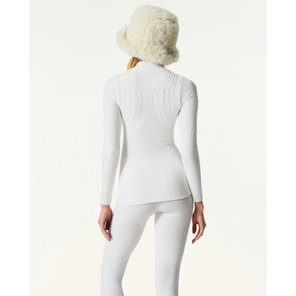 Perfect Moment Chalet Base Layer Top in Snow White, view 4 | Long Sleeve | Luxury Shoes 