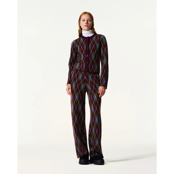 Perfect Moment Chalet Merino Wool Cardigan in Burgundy, view 2 | Cardigan | Luxury Shoes 
