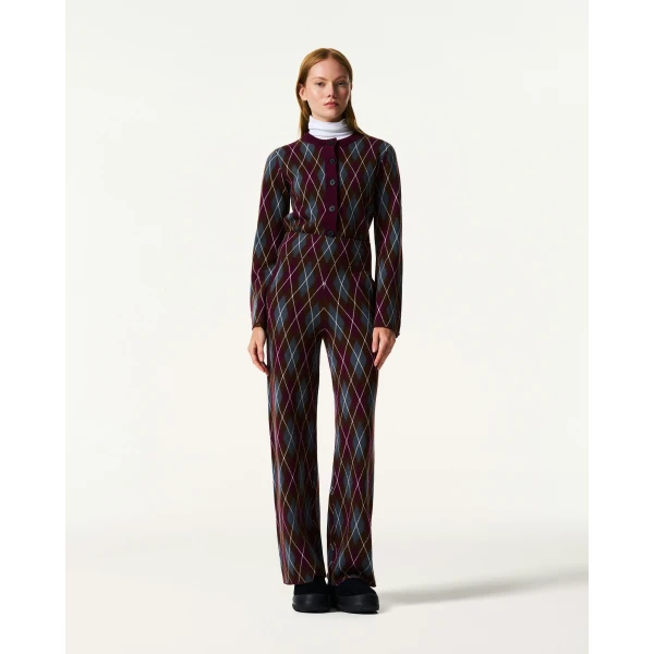Perfect Moment Chalet Merino Wool Knitted Pant in Burgundy, view 2 | Pants | Luxury Shoes 
