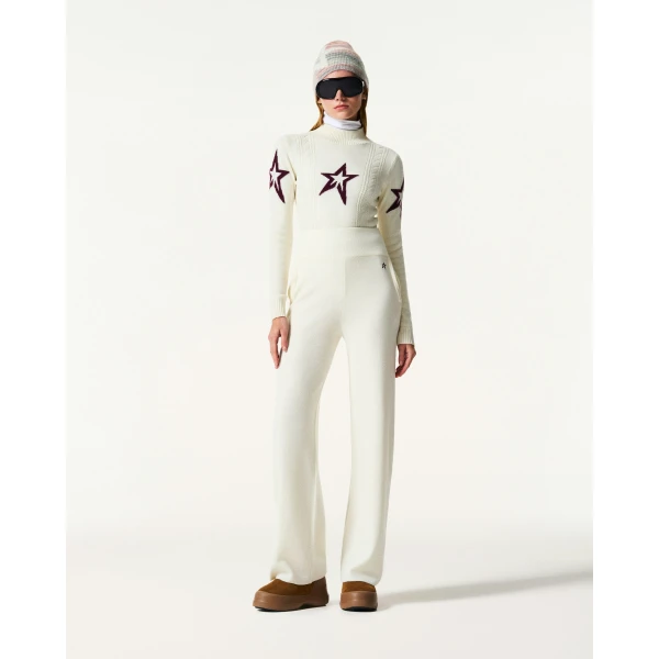 Perfect Moment Chalet Merino Wool Knitted Pant in Snow White, view 2 | Pants | Luxury Shoes 
