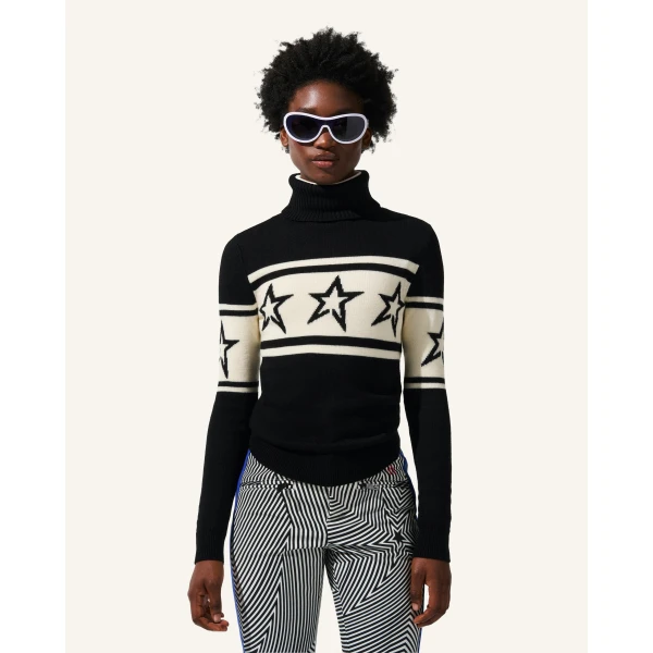Perfect Moment Chopper Merino Wool Sweater in Black, view 3 | Sweaters | Luxury Shoes 