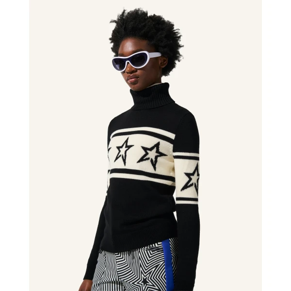 Perfect Moment Chopper Merino Wool Sweater in Black, view 5 | Sweaters | Luxury Shoes 