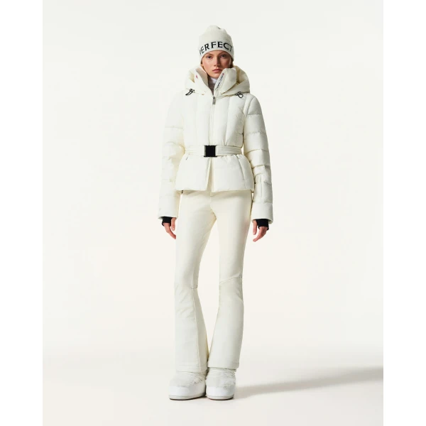 Perfect Moment Classic Waisted Down Ski Jacket in Snow White, view 2 | Jackets | Luxury Shoes 