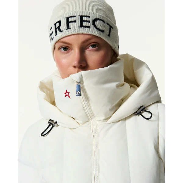 Perfect Moment Classic Waisted Down Ski Jacket in Snow White, view 5 | Jackets | Luxury Shoes 