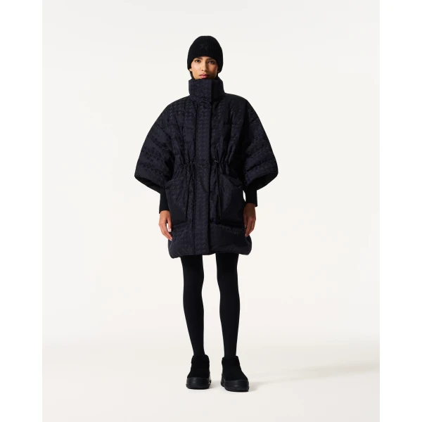 Perfect Moment Cosmo Cape Jacket in Black Houndstooth, view 2 | Jackets | Luxury Shoes 