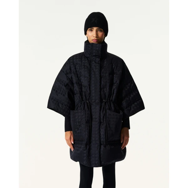 Perfect Moment Cosmo Cape Jacket in Black Houndstooth, view 3 | Jackets | Luxury Shoes 