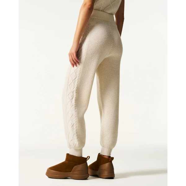 Perfect Moment Crystal Merino Wool Jogger in Cream, view 4 | Sweatpants | Luxury Shoes 