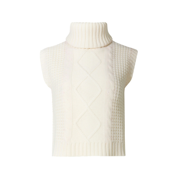 Perfect Moment Crystal Merino Wool Sleeveless Tank Sweater in Cream | Sweaters | Luxury Shoes 