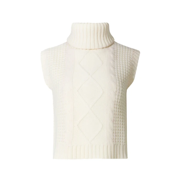 Crystal Merino Wool Sleeveless Tank Sweater in Cream