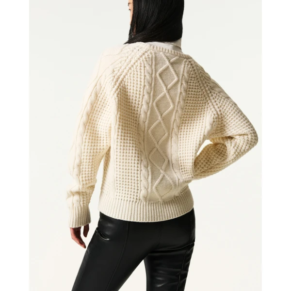Perfect Moment Crystal Merino Wool Sweater in Cream, view 5 | Sweaters | Luxury Shoes 