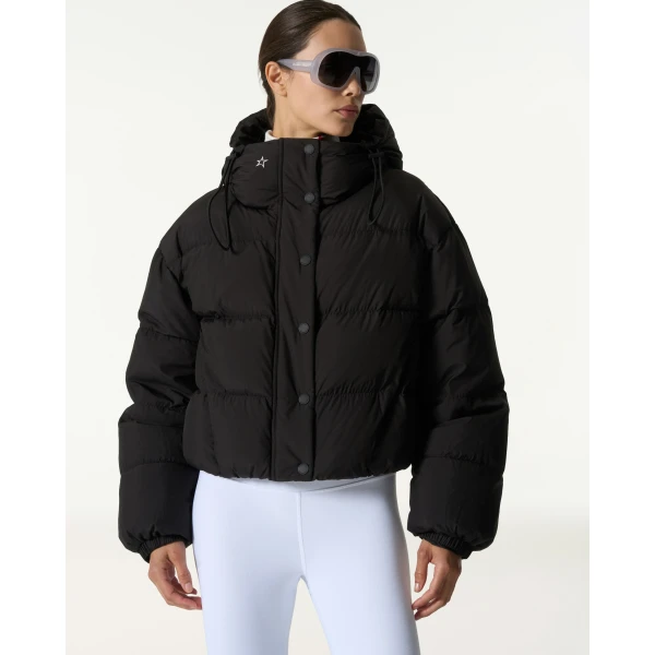 Perfect Moment Down Cropped Puffer Jacket in Black, view 3 | Jackets | Luxury Shoes 