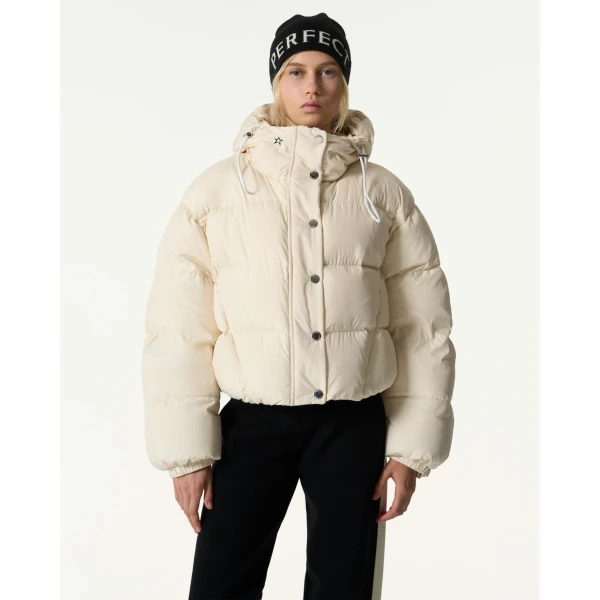 Perfect Moment Down Cropped Puffer Jacket in Snow White, view 2 | Jackets | Luxury Shoes 