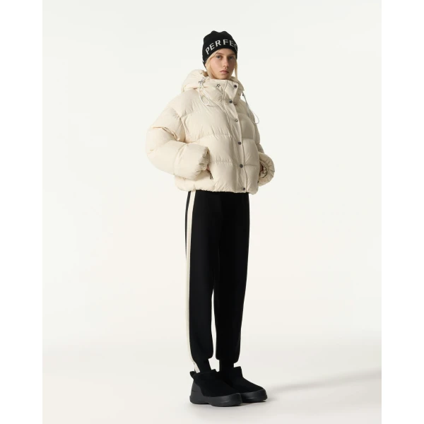 Perfect Moment Down Cropped Puffer Jacket in Snow White, view 3 | Jackets | Luxury Shoes 