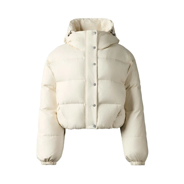 Down Cropped Puffer Jacket in Snow White
