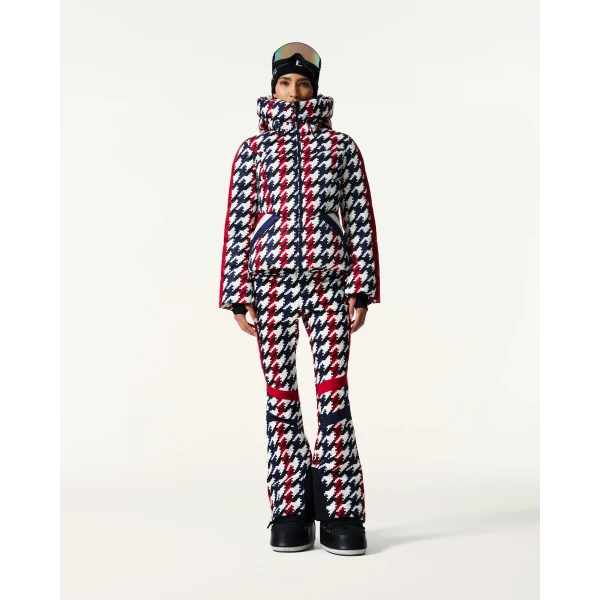 Perfect Moment Duvet Down Ski Jacket in Houndstooth, view 2 | Jackets | Luxury Shoes 