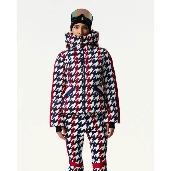 Perfect Moment Duvet Down Ski Jacket in Houndstooth, view 3 | Jackets | Luxury Shoes 