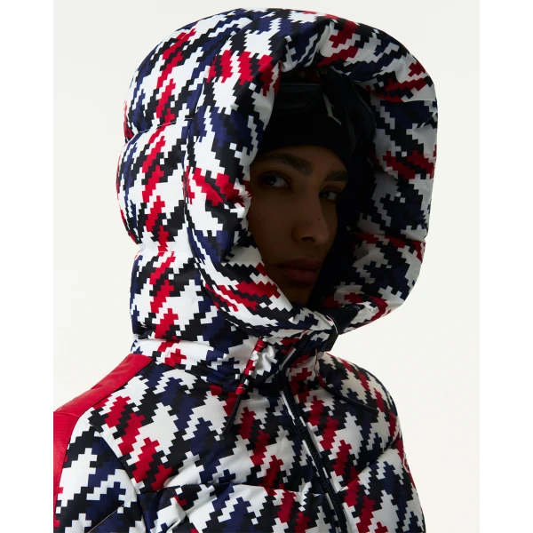 Perfect Moment Duvet Down Ski Jacket in Houndstooth, view 6 | Jackets | Luxury Shoes 