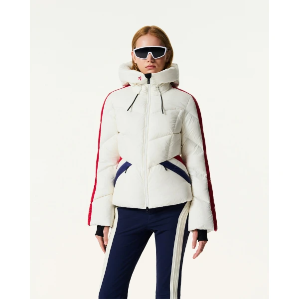 Perfect Moment Duvet Down Ski Jacket in Snow White, view 3 | Jackets | Luxury Shoes 