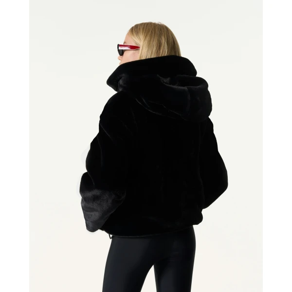 Perfect Moment Faux Fur Hoodie in Black, view 3 | Jackets | Luxury Shoes 