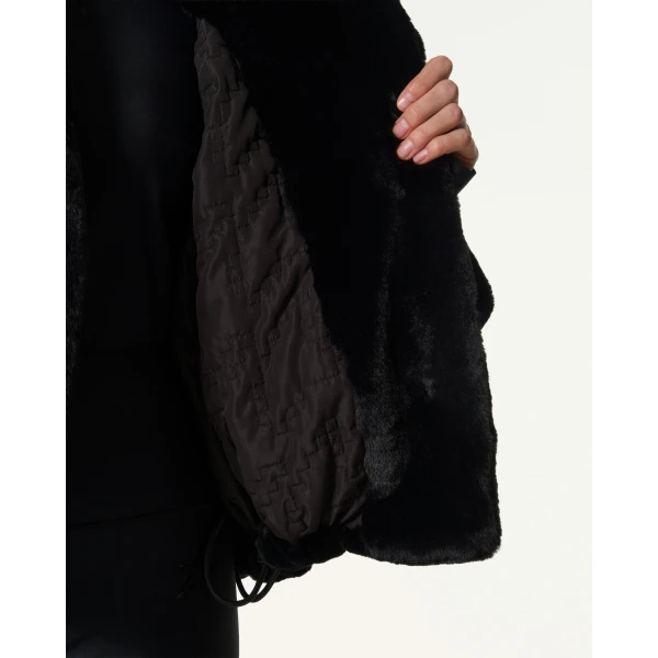 Perfect Moment Faux Fur Hoodie in Black, view 4 | Jackets | Luxury Shoes 