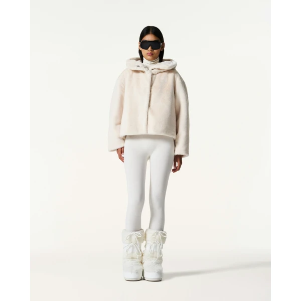 Perfect Moment Faux Fur Hoodie in Snow White, view 2 | Jackets | Luxury Shoes 