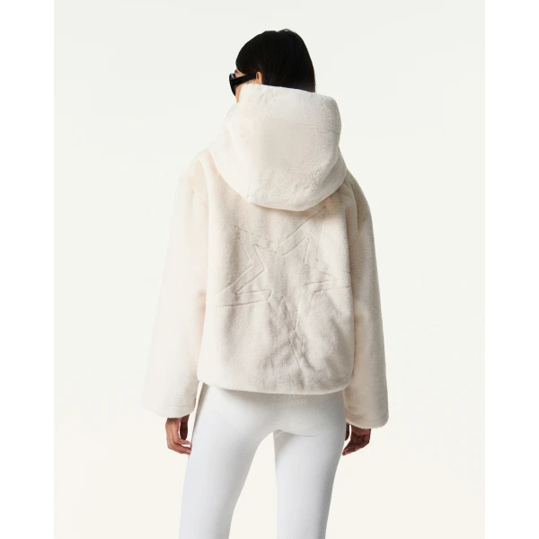 Perfect Moment Faux Fur Hoodie in Snow White, view 5 | Jackets | Luxury Shoes 