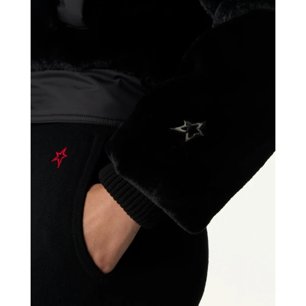 Perfect Moment Giorgia Faux Fur Cropped Jacket in Black, view 4 | Jackets | Luxury Shoes 