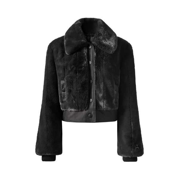 Perfect Moment Giorgia Faux Fur Cropped Jacket in Black | Jackets | Luxury Shoes 