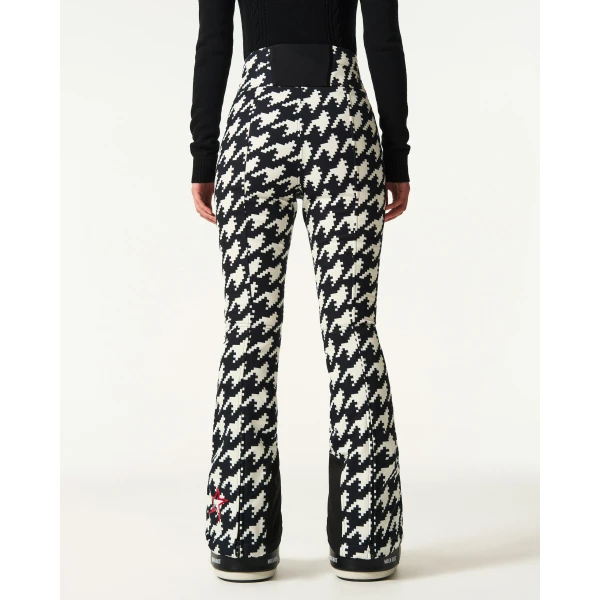 Perfect Moment High-Waist Aurora Flare Ski Pant in Black and White Houndstooth, view 4 | Pants | Luxury Shoes 