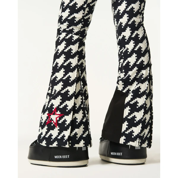 Perfect Moment High-Waist Aurora Flare Ski Pant in Black and White Houndstooth, view 5 | Pants | Luxury Shoes 