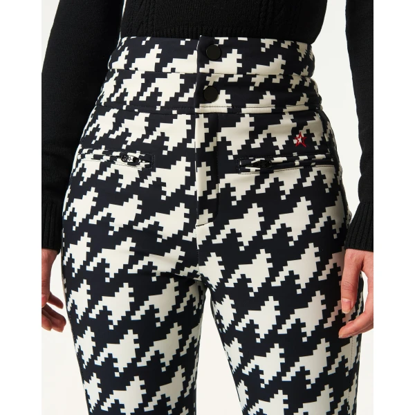 Perfect Moment High-Waist Aurora Flare Ski Pant in Black and White Houndstooth, view 6 | Pants | Luxury Shoes 